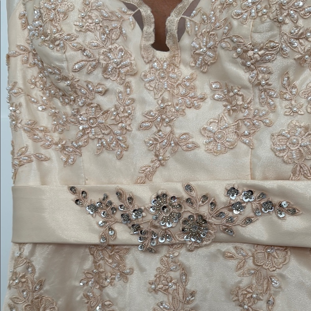 Gold Ruffled Sweetheart Wedding Gown - Picture 8 of 9